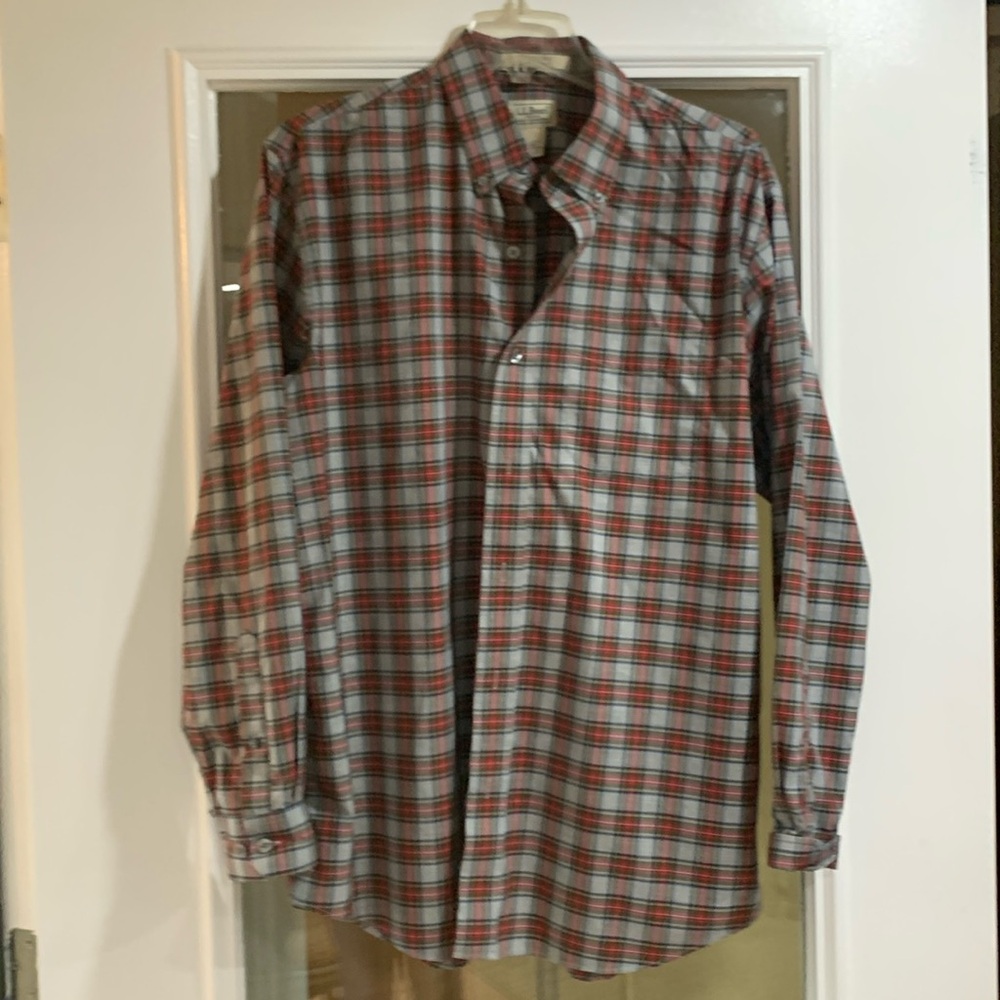 L l Bean plaid button down shirt